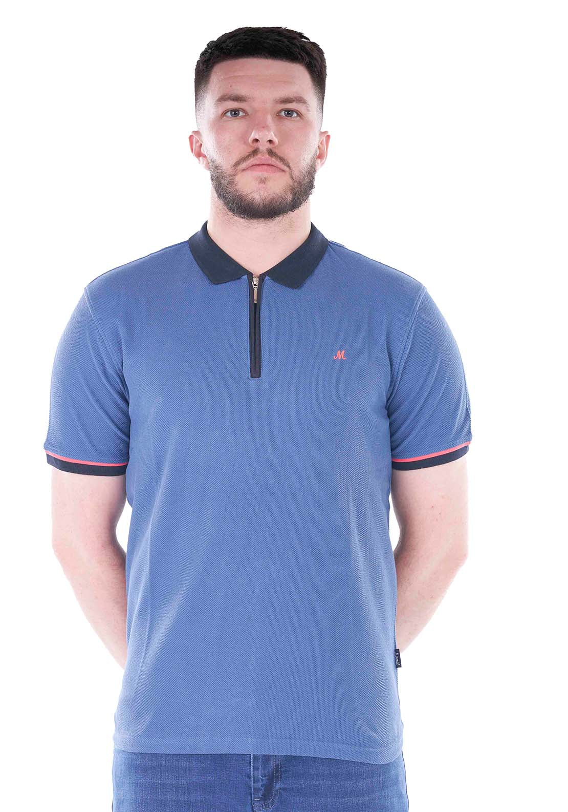 Mineral Court Jacquard Polo - Skydiver Blue 1 Shaws Department Stores