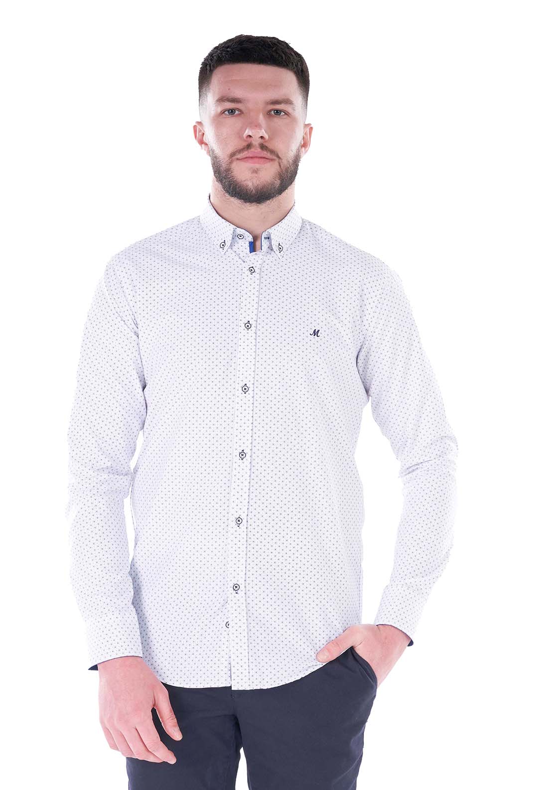 Mineral Crave Long Sleeve Shirt - White / Navy 1 Shaws Department Stores