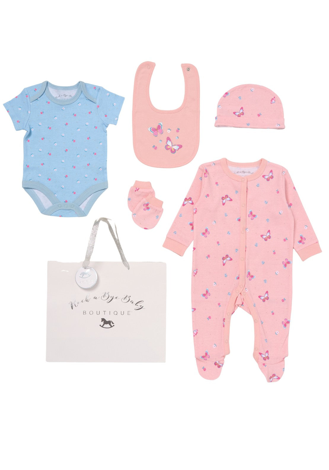 Jainco Baby Girl 5 Piece Multi Print Layette Set - Pink 1 Shaws Department Stores