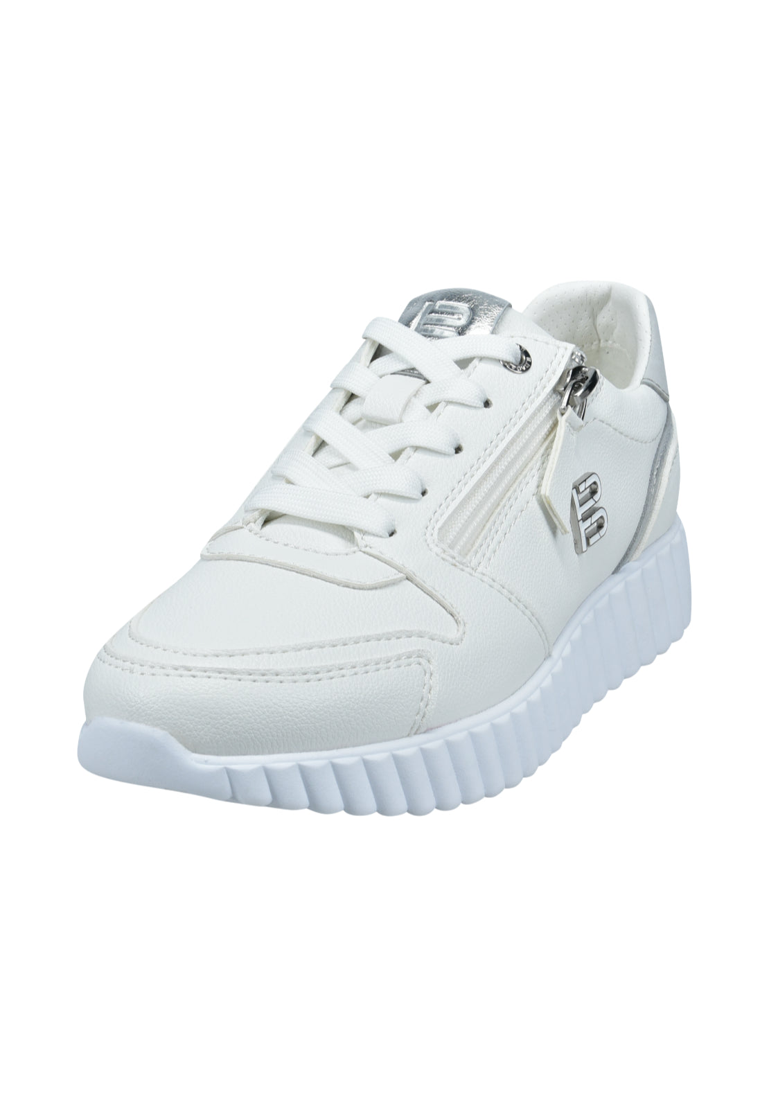 Bagatt Side Zip Trainer - White/silver 3 Shaws Department Stores