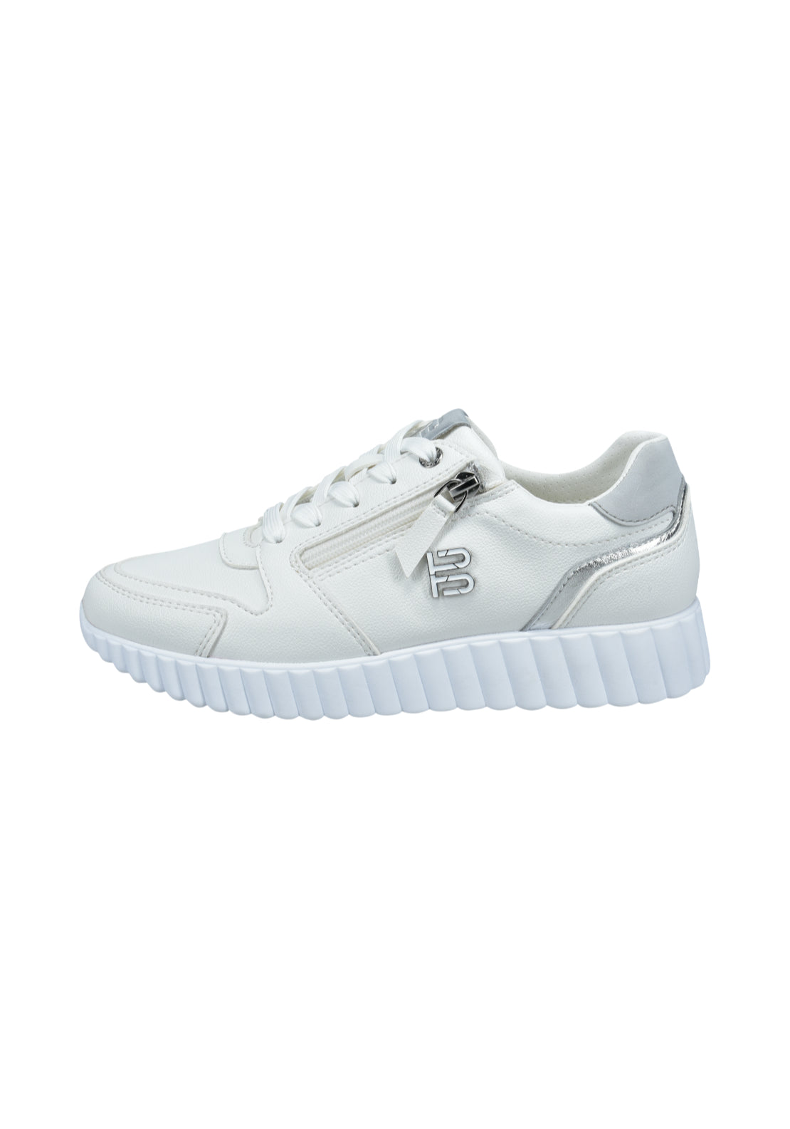 Bagatt Side Zip Trainer - White/silver 1 Shaws Department Stores