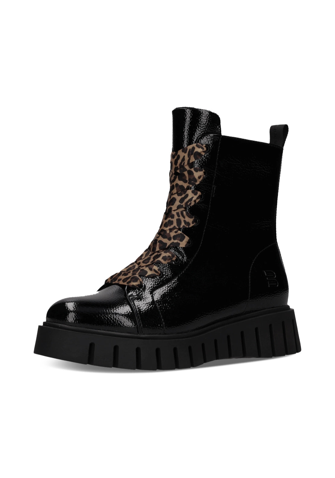 Bagatt Ankle High Lace Up Boot - Black/animal Print 5 Shaws Department Stores
