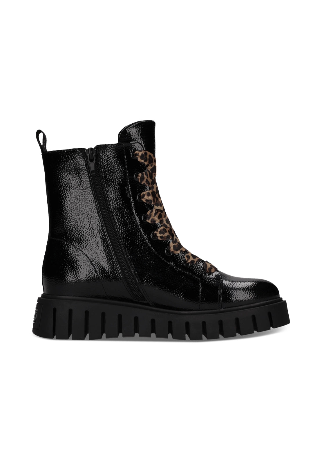 Bagatt Ankle High Lace Up Boot - Black/animal Print 3 Shaws Department Stores