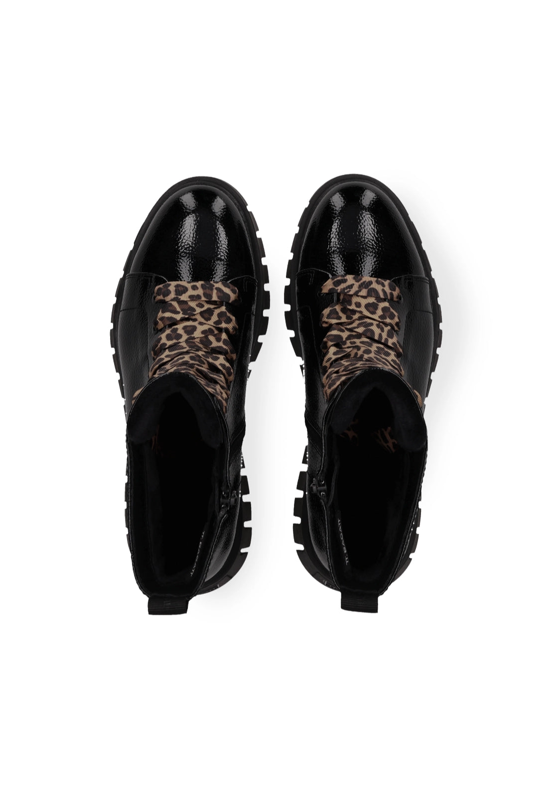 Bagatt Ankle High Lace Up Boot - Black/animal Print 6 Shaws Department Stores