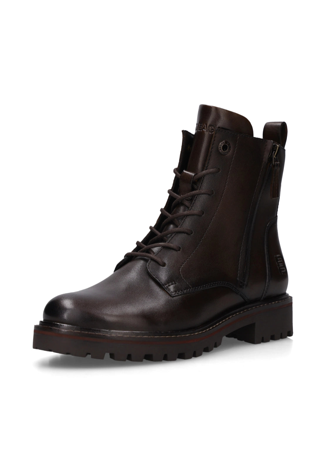 Bagatt Lace Up Side Zip Mid Boots - Dark Brown 2 Shaws Department Stores