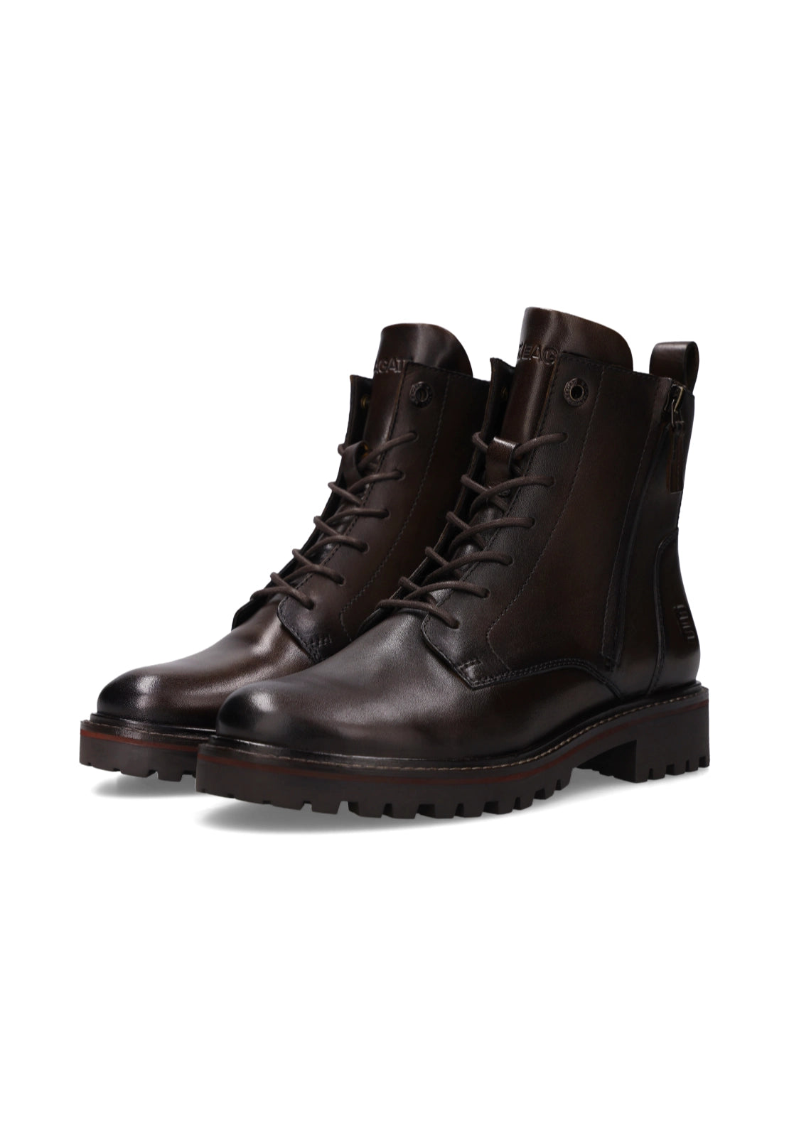 Bagatt Lace Up Side Zip Mid Boots - Dark Brown 3 Shaws Department Stores