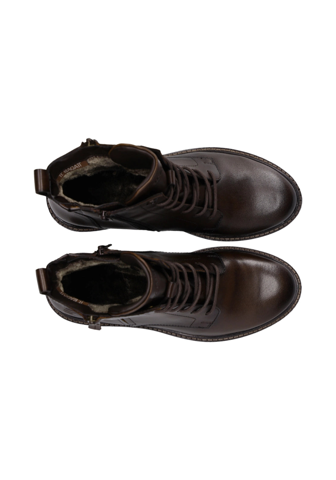 Bagatt Lace Up Side Zip Mid Boots - Dark Brown 6 Shaws Department Stores