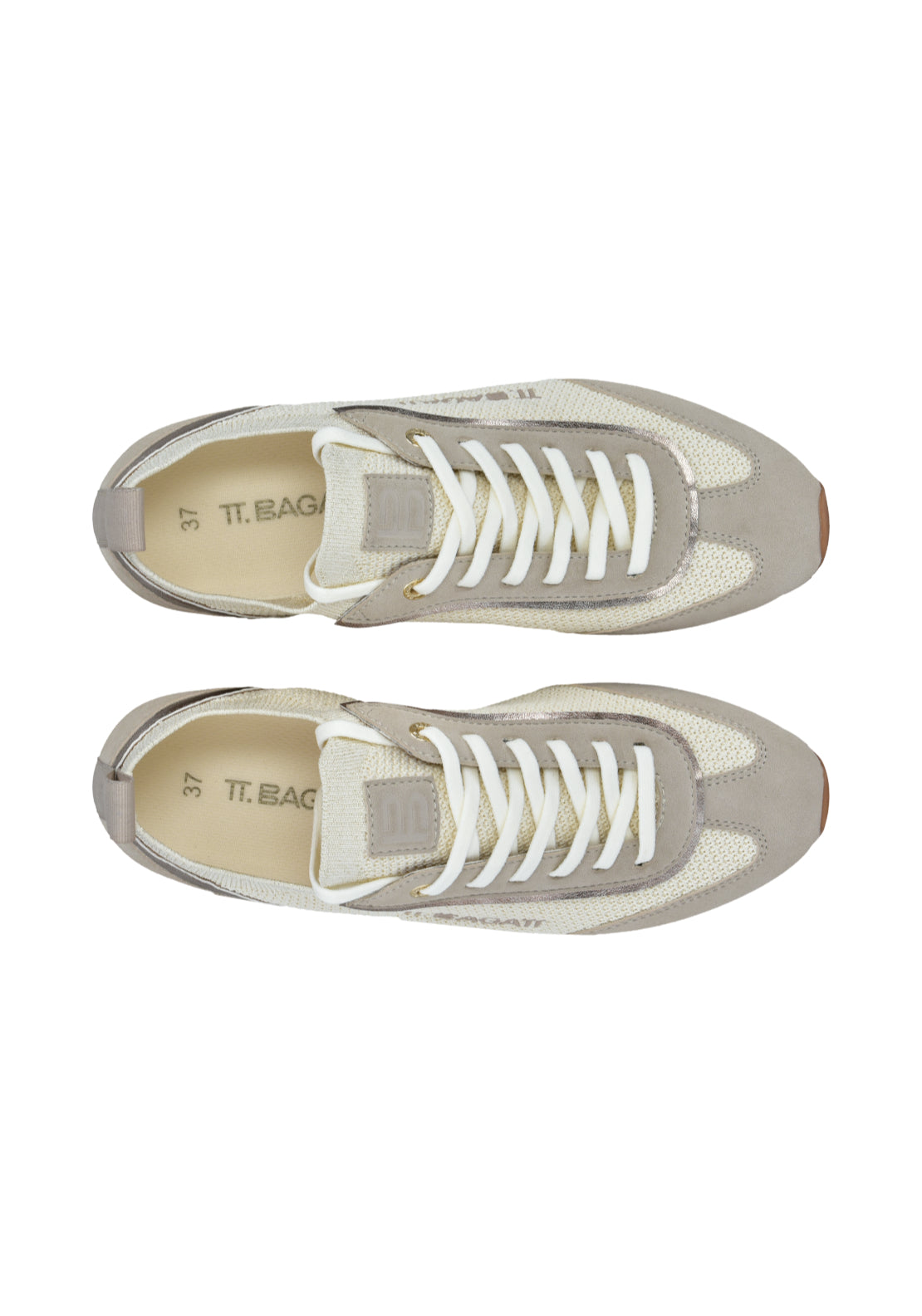 Bagatt Flat Trainer - Beige/metallic 6 Shaws Department Stores
