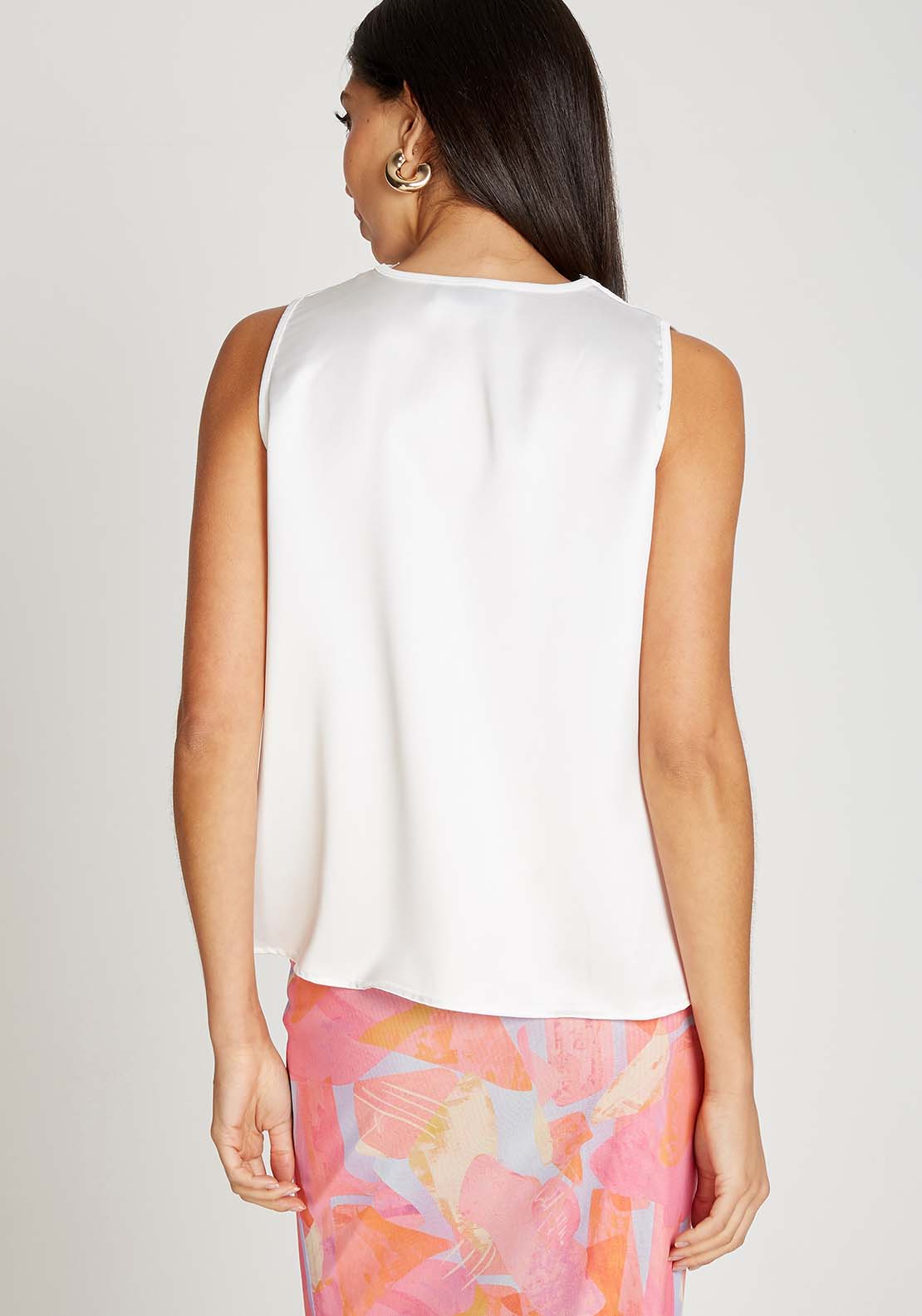 Little Mistress Cream Satin Lace Trim Top - Cream 2 Shaws Department Stores