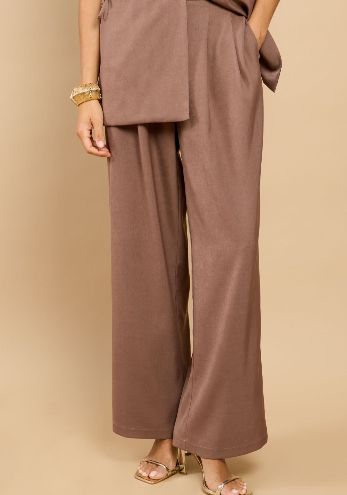 Rosia Wide Leg Trousers - Beige