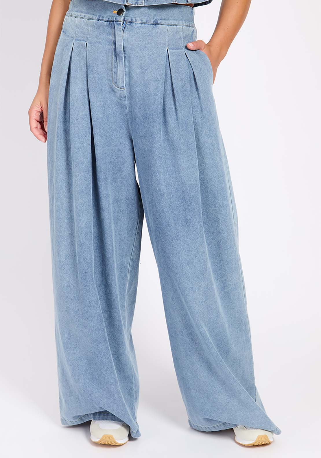 Little Mistress Blue Wide Leg Jeans - Blue 1 Shaws Department Stores