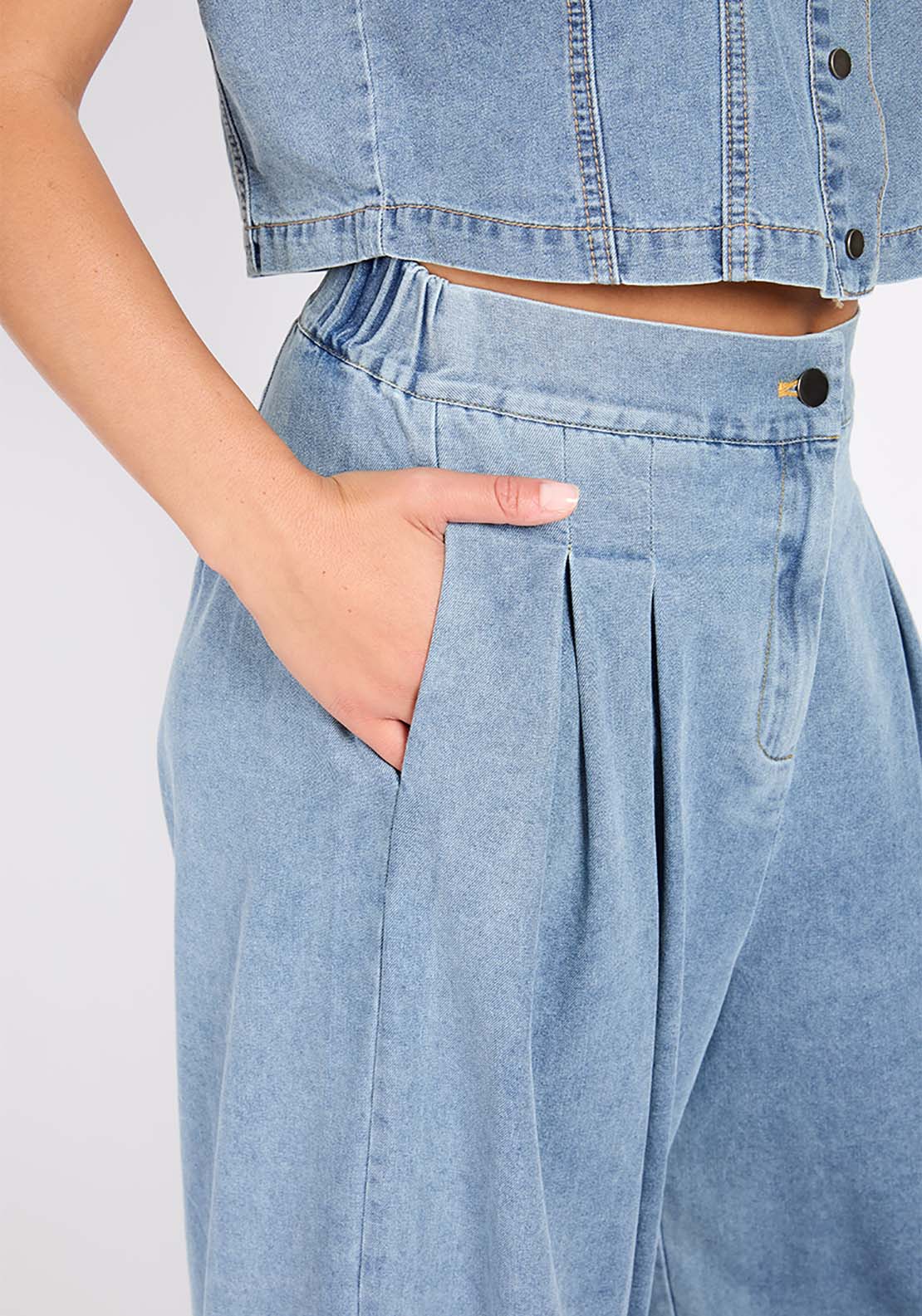 Little Mistress Blue Wide Leg Jeans - Blue 3 Shaws Department Stores