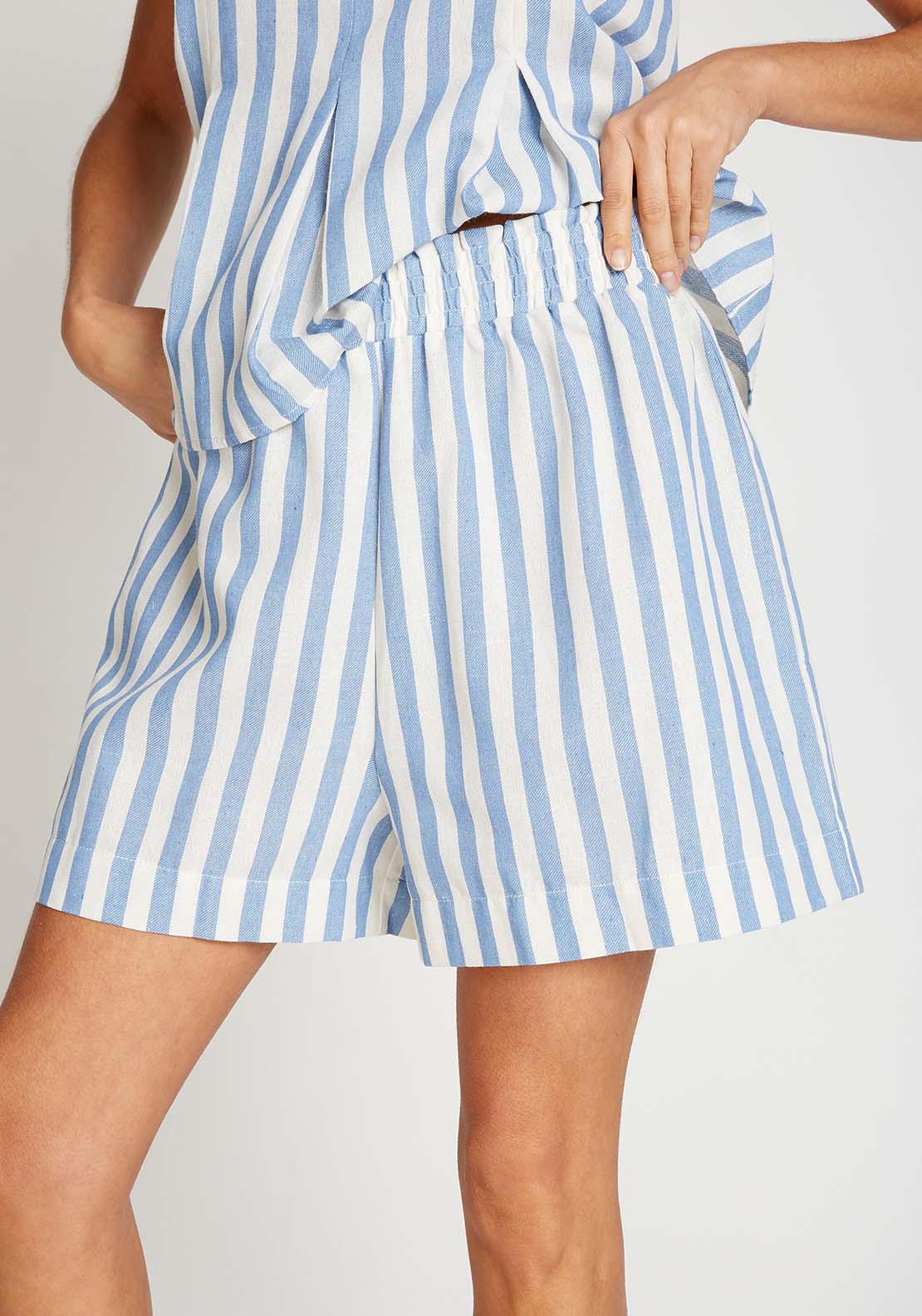 Little Mistress Blue Stripe Shorts - Blue Stripe 3 Shaws Department Stores