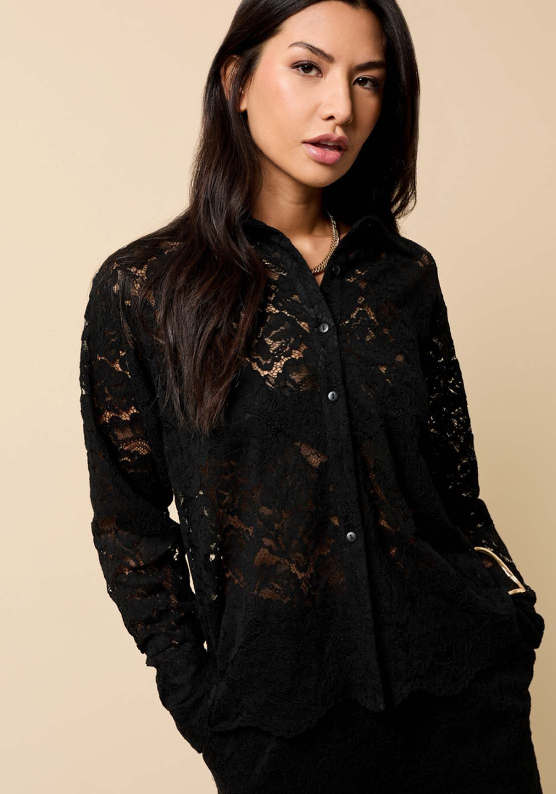 Lace Shirt - Black
