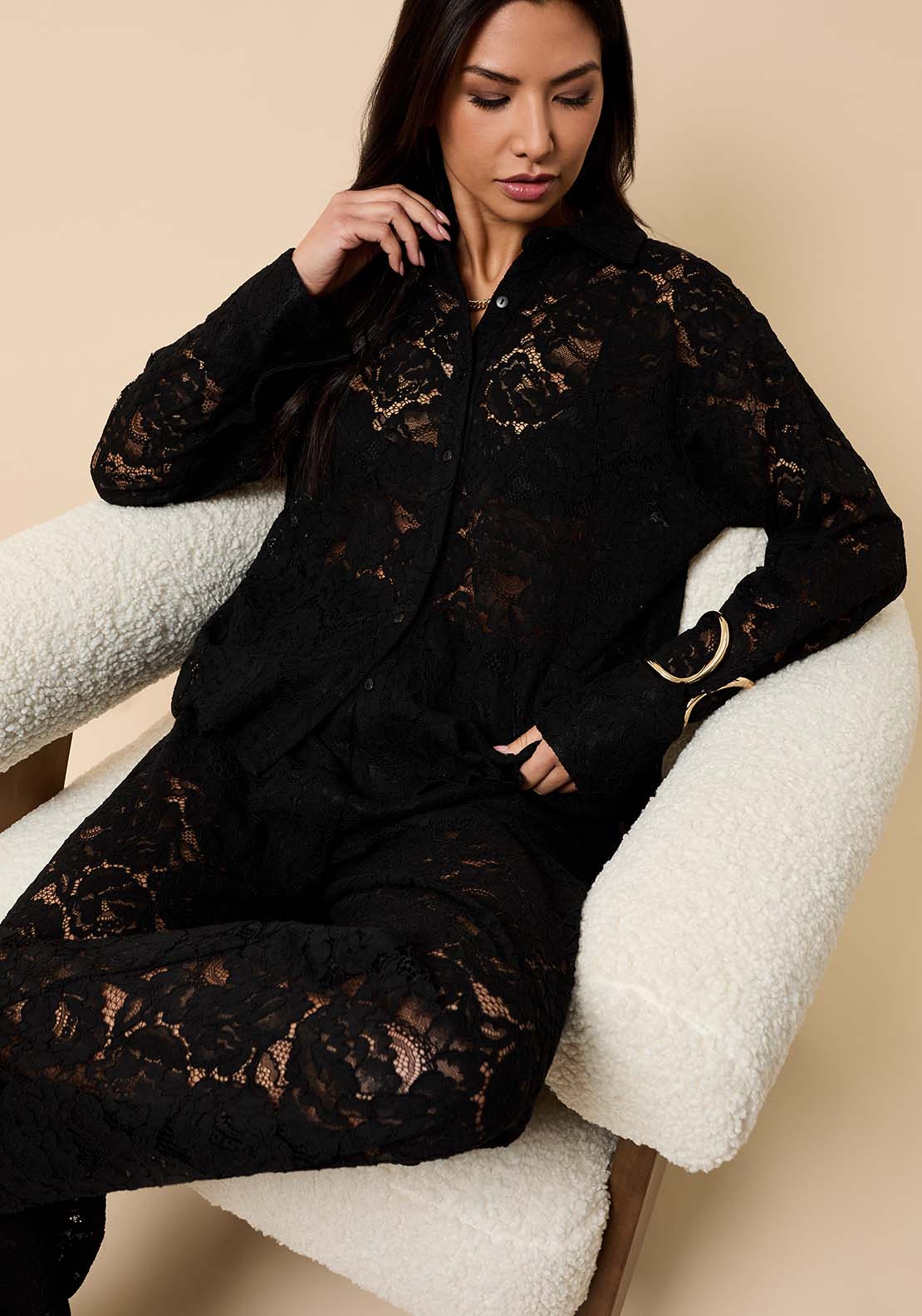 Lace Shirt - Black