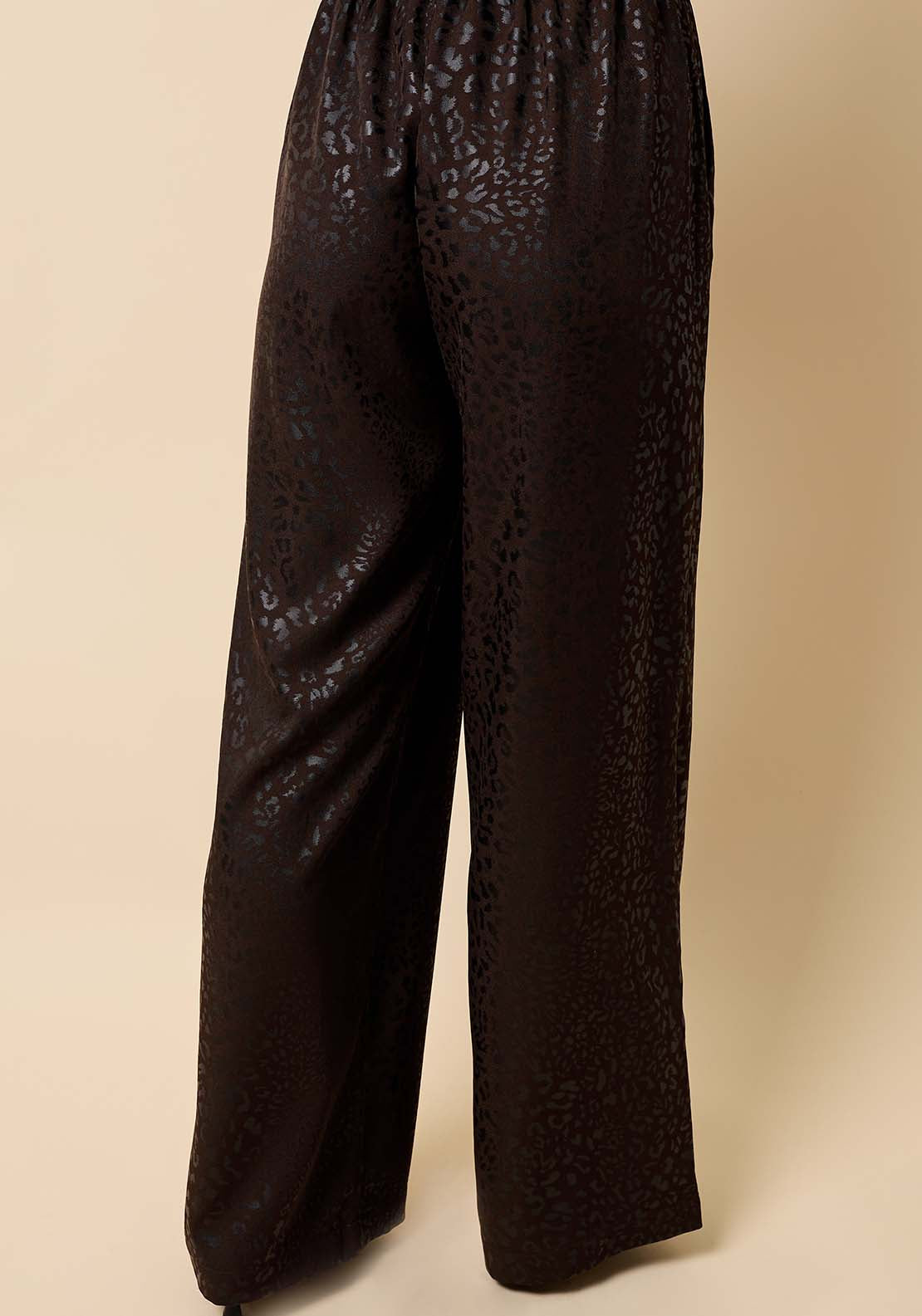 Animal Texture Satin Wide Leg Trousers - Brown