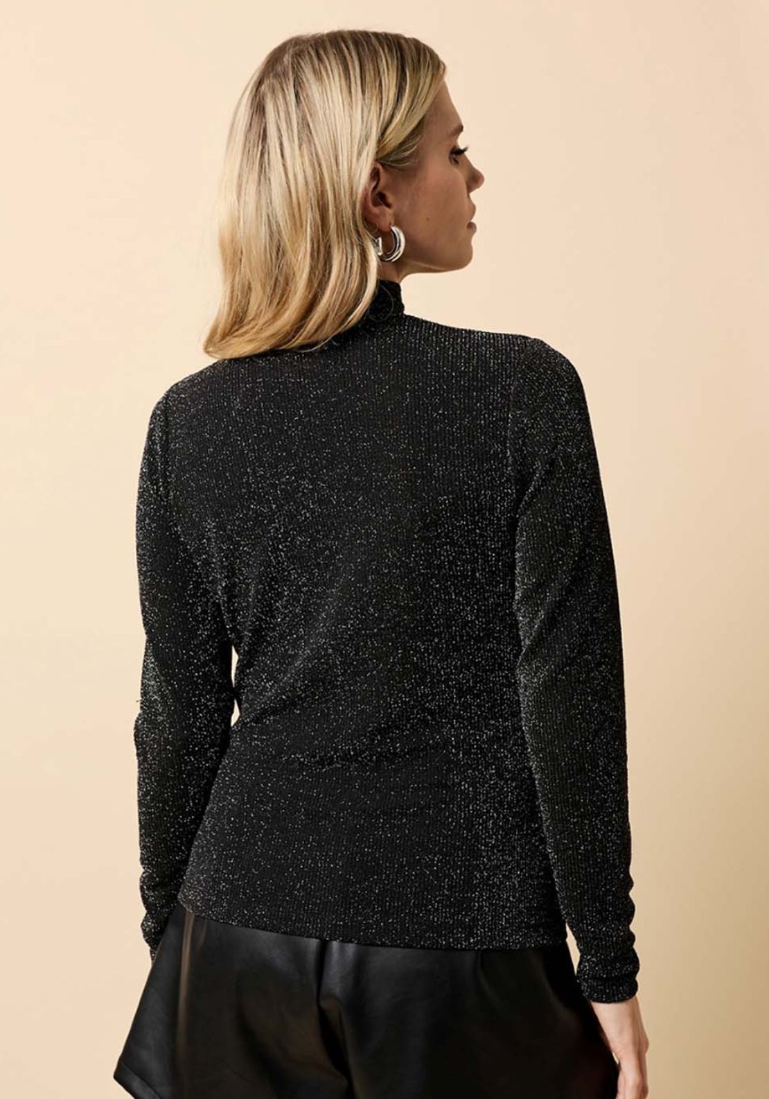 Little Mistress Shimmer High Neck Top - Black 2 Shaws Department Stores