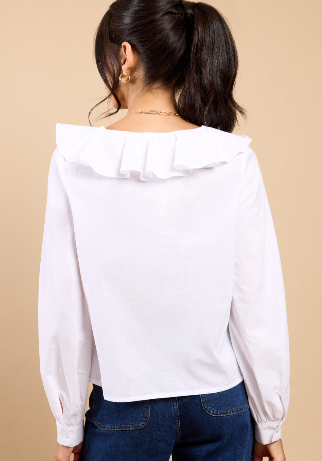 Cléa Broderie Frill Top - White