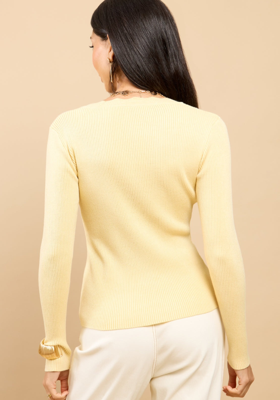Floréal Scallop Knit Cardigan - Lemon