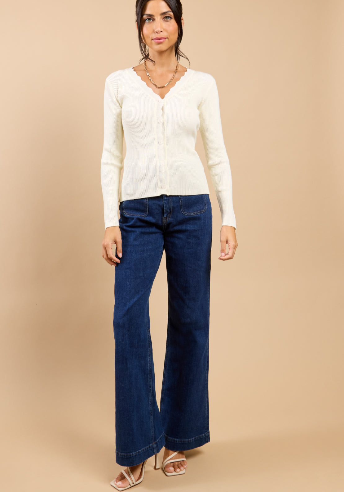 Floréal Scallop Knit Cardigan - Cream