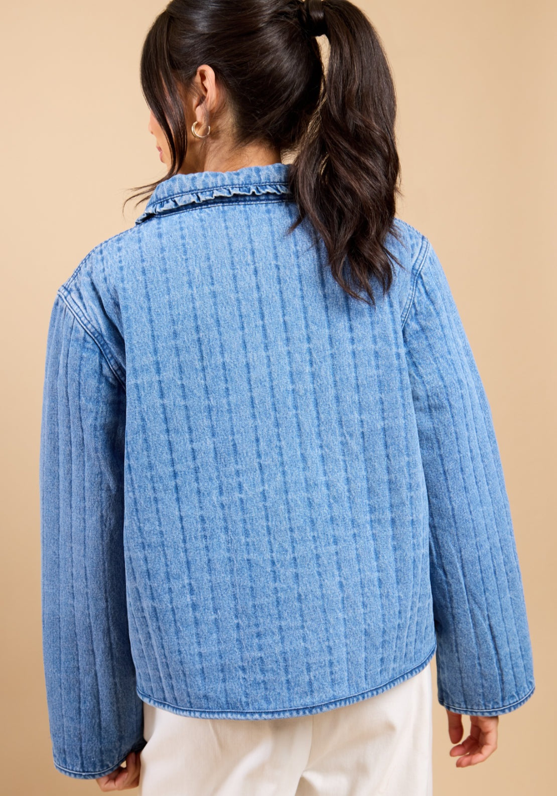 Rafaela Quilted Tie Detail Jacket - Denim