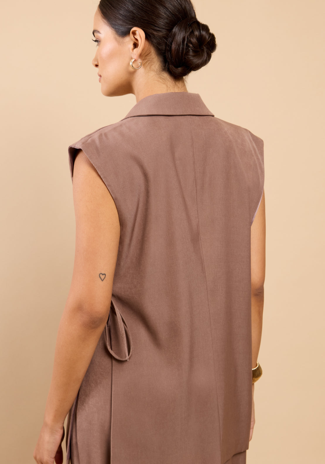 Zaria Side Tie Waistcoat - Beige