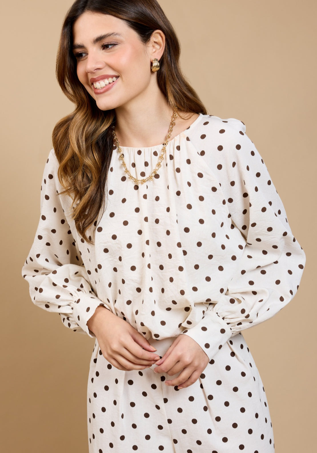 Danica Polka Dot Balloon Top - White