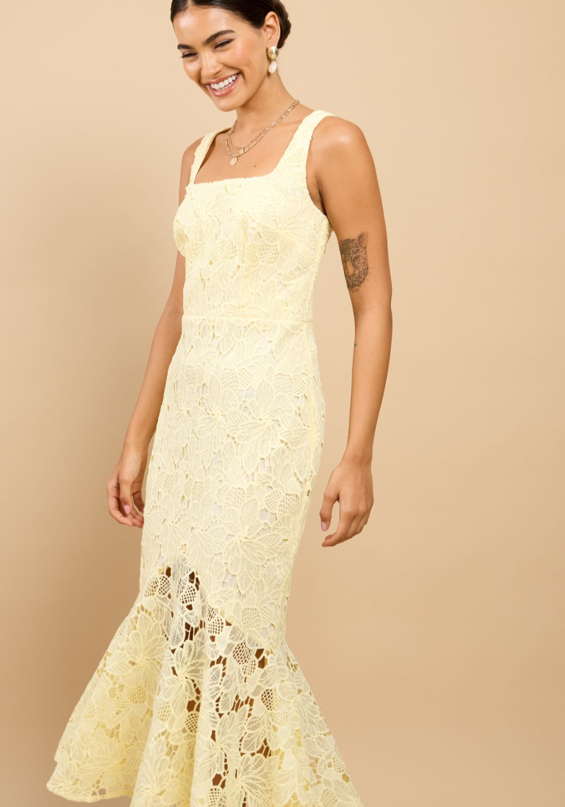 Gisella Crochet Dress - Lemon