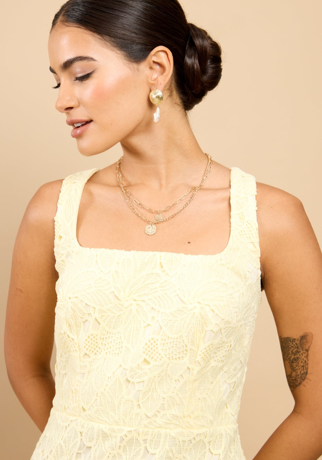 Gisella Crochet Dress - Lemon
