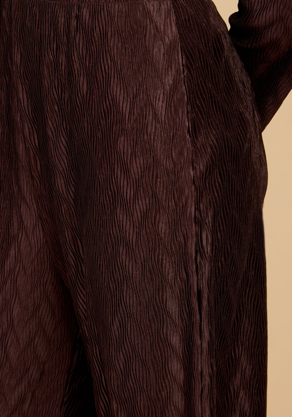 Kalista Plisse Wide Leg Trousers - Brown