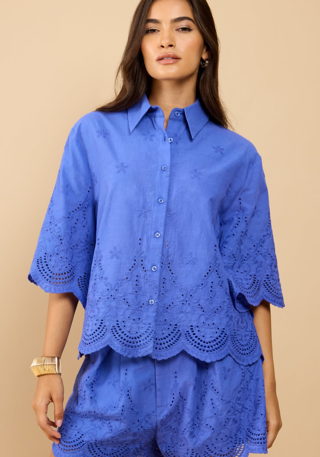 Avelin Embroidered Shirt - Blue