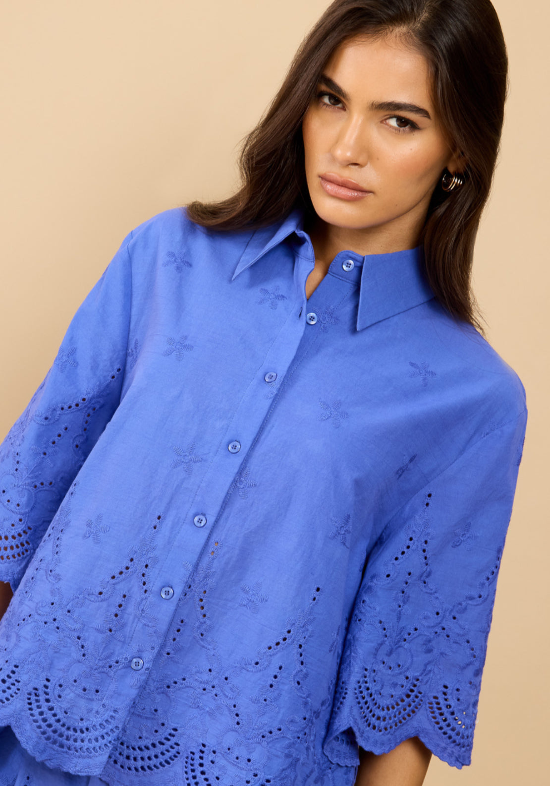 Avelin Embroidered Shirt - Blue