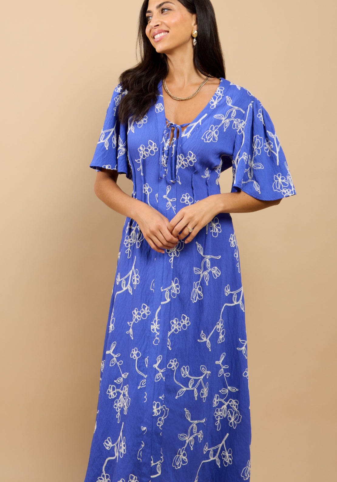 Lissandra Embroidered Dress - Blue