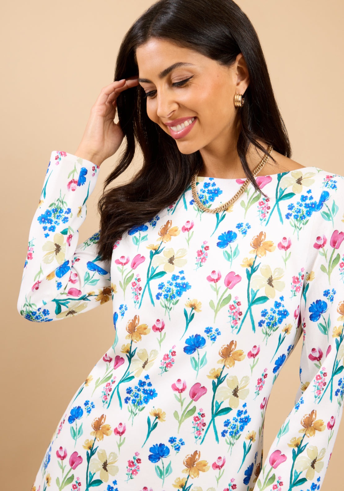 Mireya Floral Print Mini Dress - White Floral