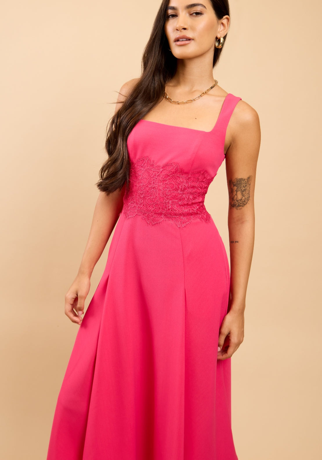 Orelia Lace Detail Dress - Pink