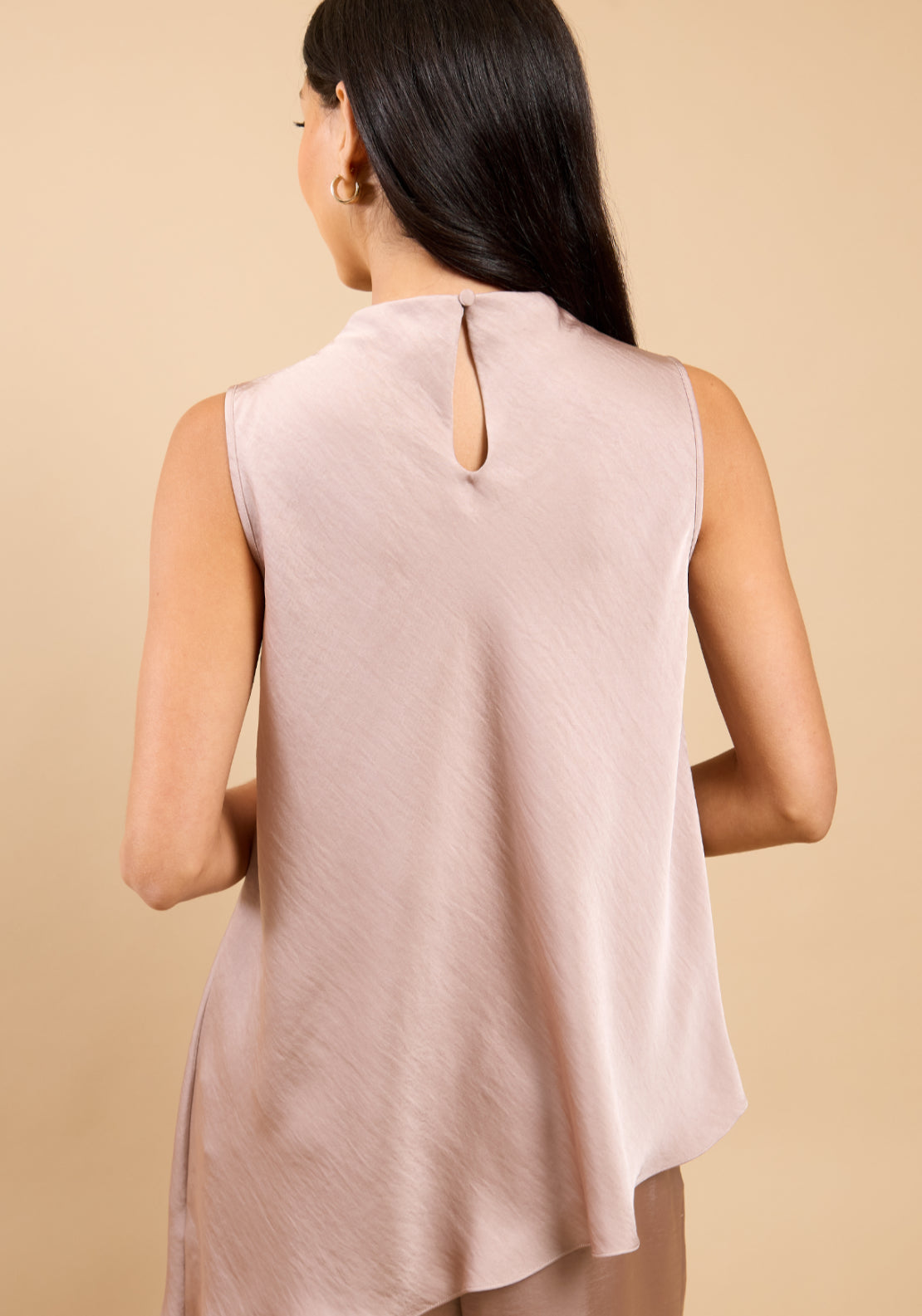 Romina Satin Asymmetric Top - Oyster