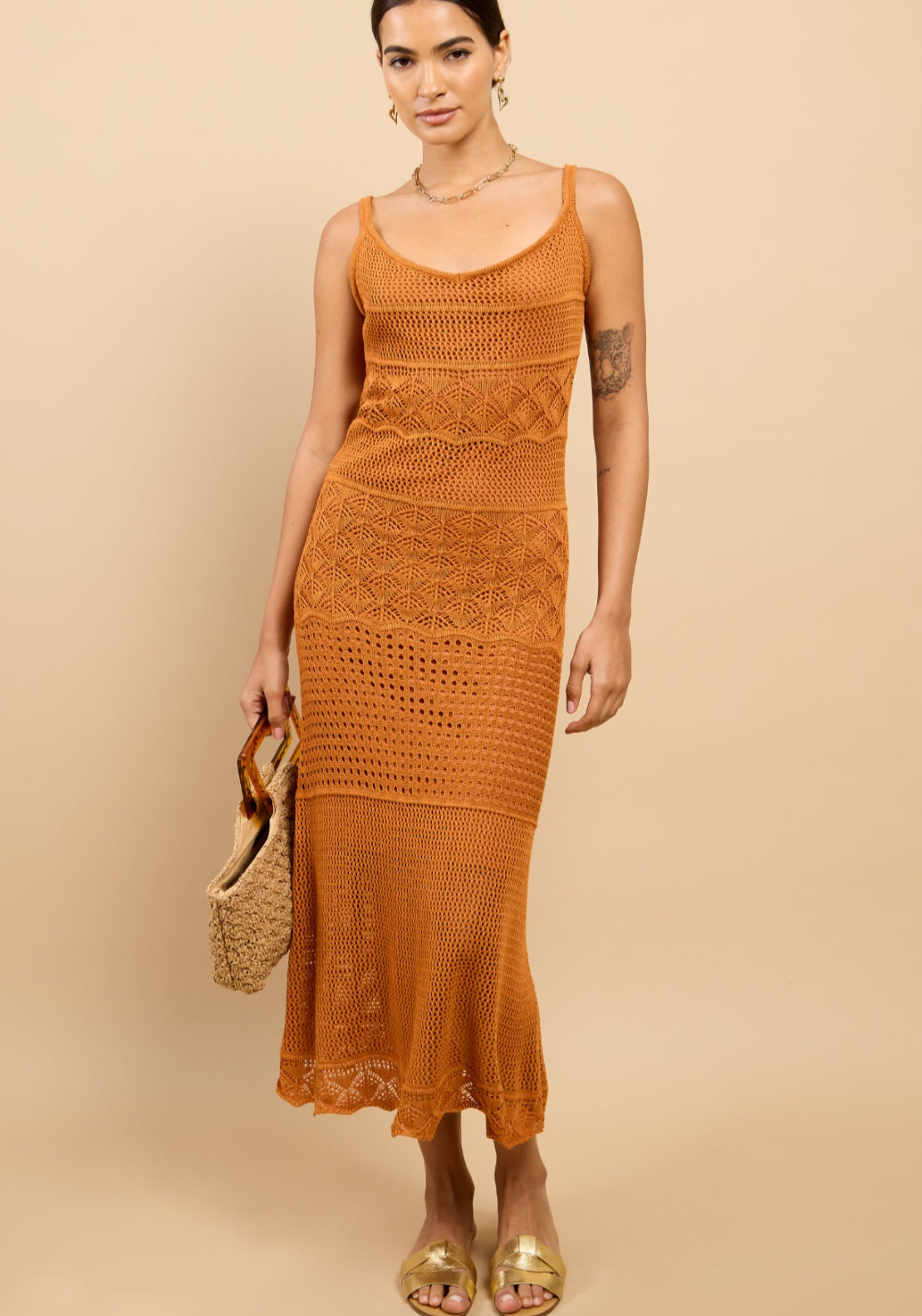 Délia Crochet Dress - Tan