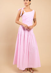 Azélie Stripe Asymmetric Dress - Pink Stripe