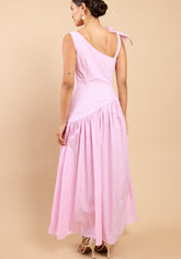 Azélie Stripe Asymmetric Dress - Pink Stripe