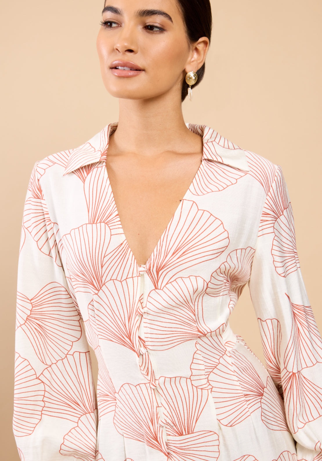 Bellerose Shell Print Shirt Dress - Cream