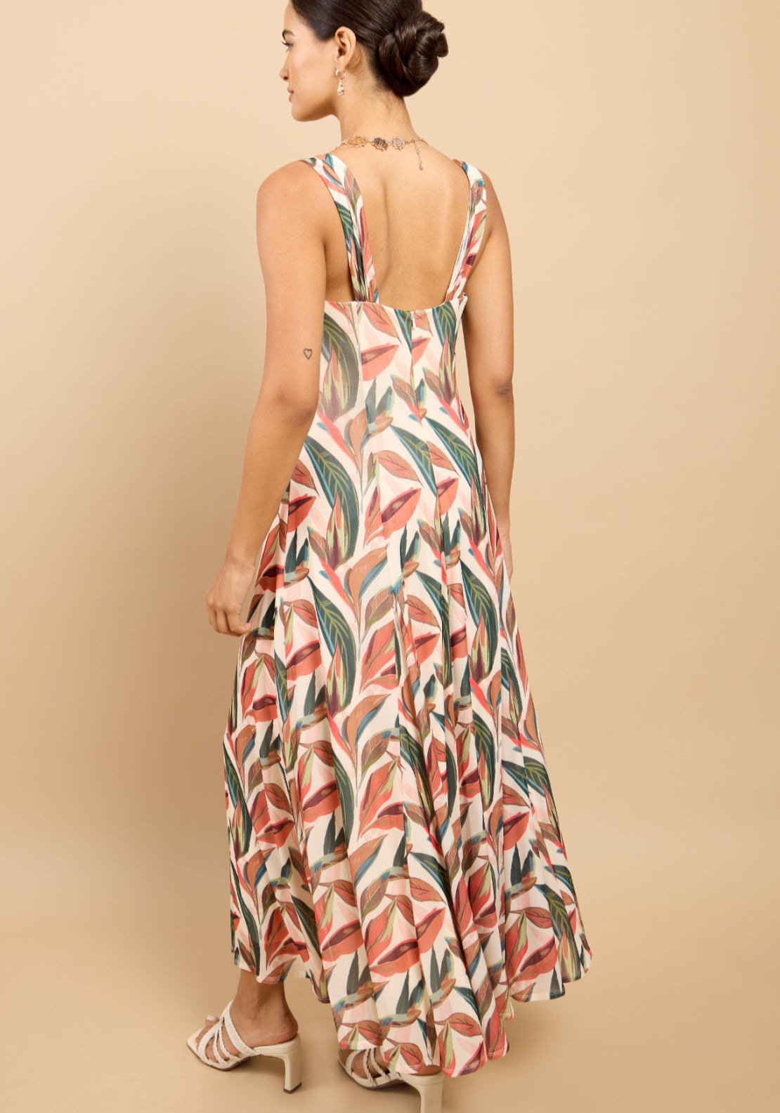 Carlotta Leaf Print Maxi Dress - Multi