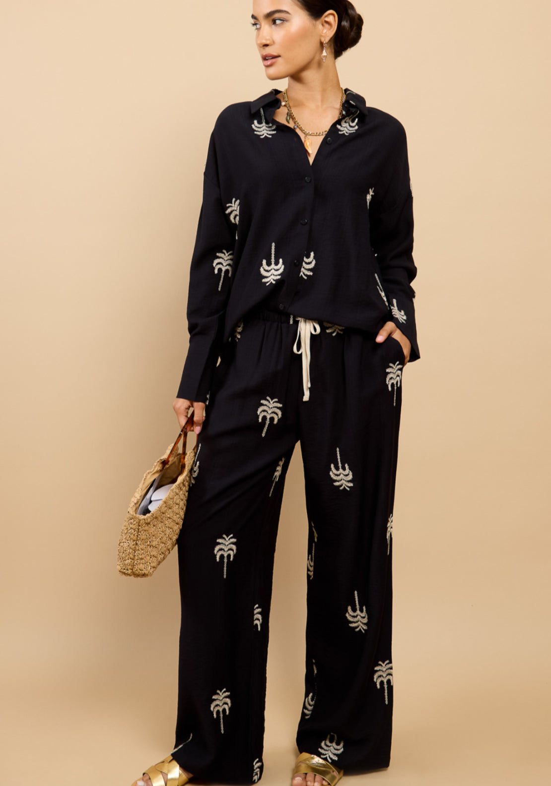 Genevra Embroidered Trousers - Black