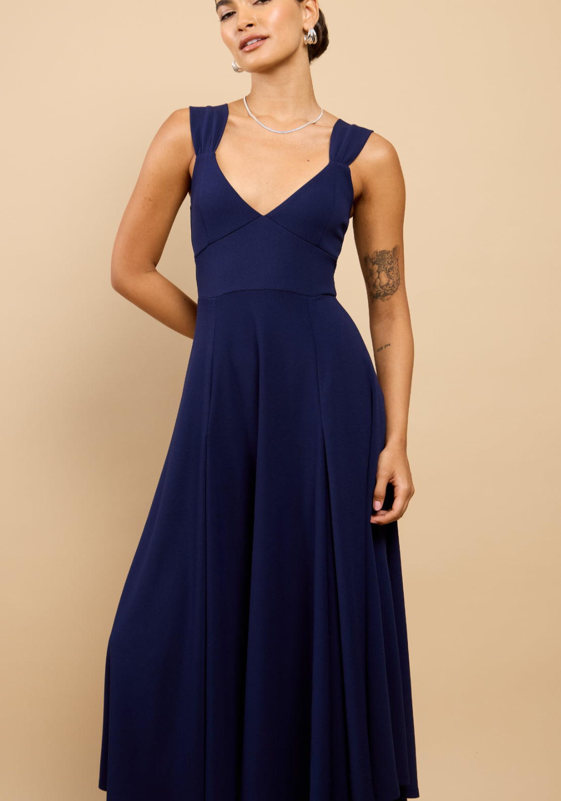 Amely Gathered Strap Dress - Blue