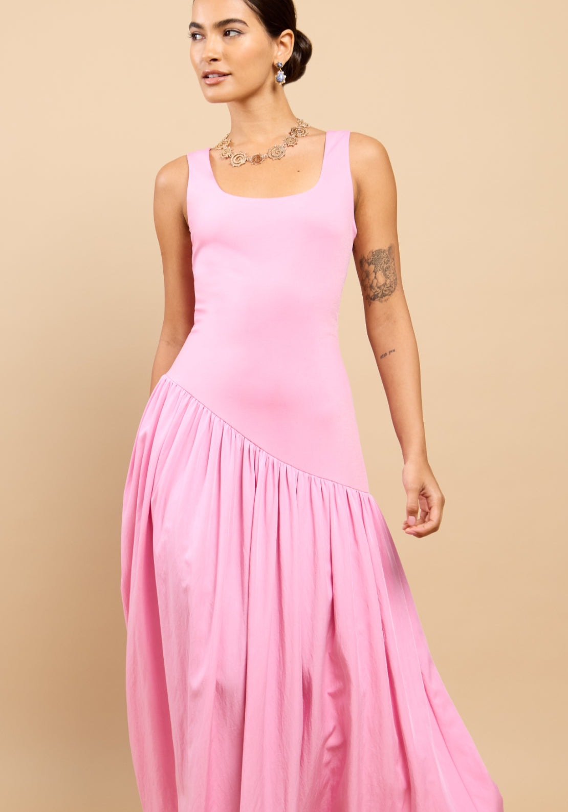 Elora Dropped Waist Dress - Pink