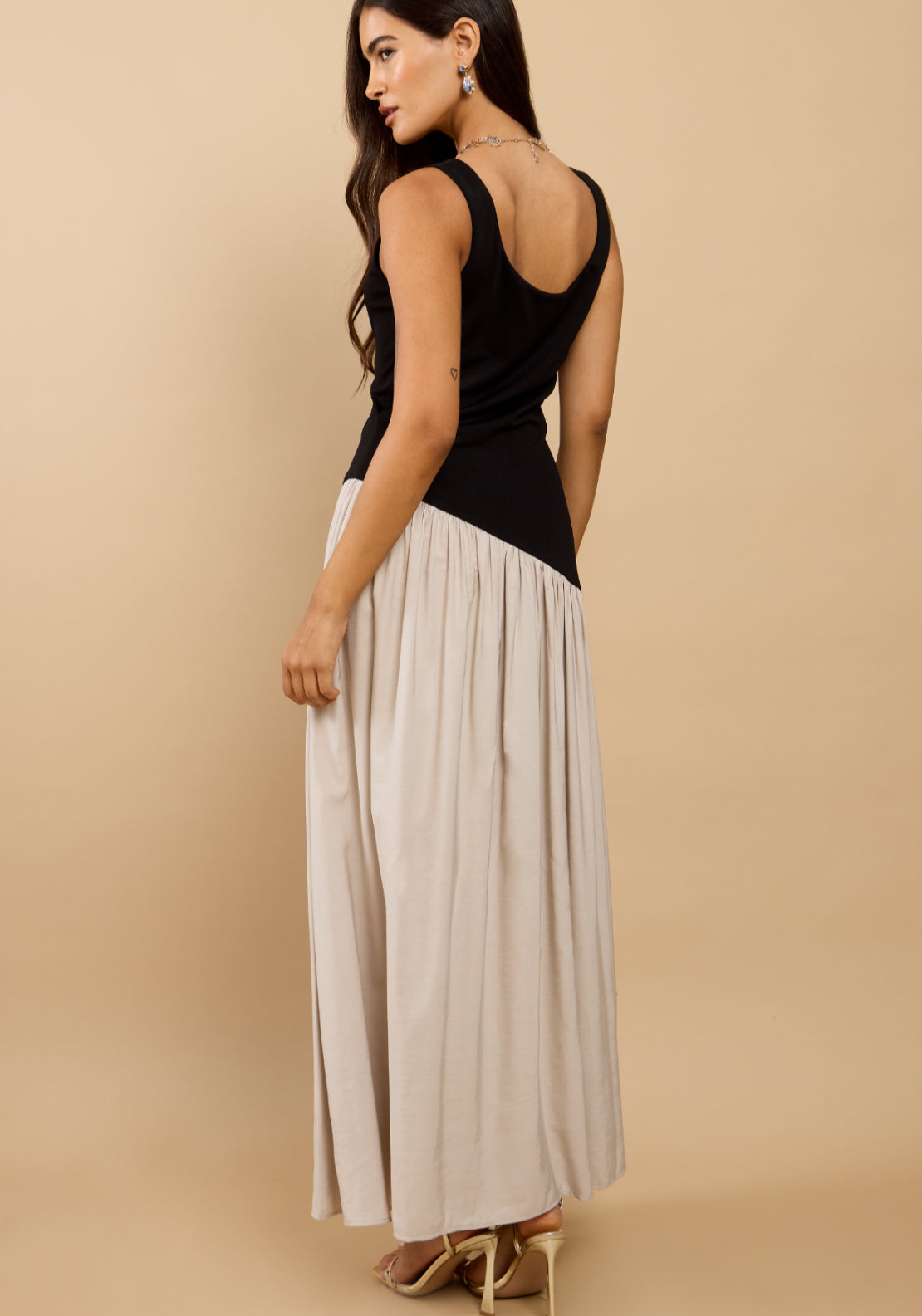 Elora Dropped Waist Dress - Black