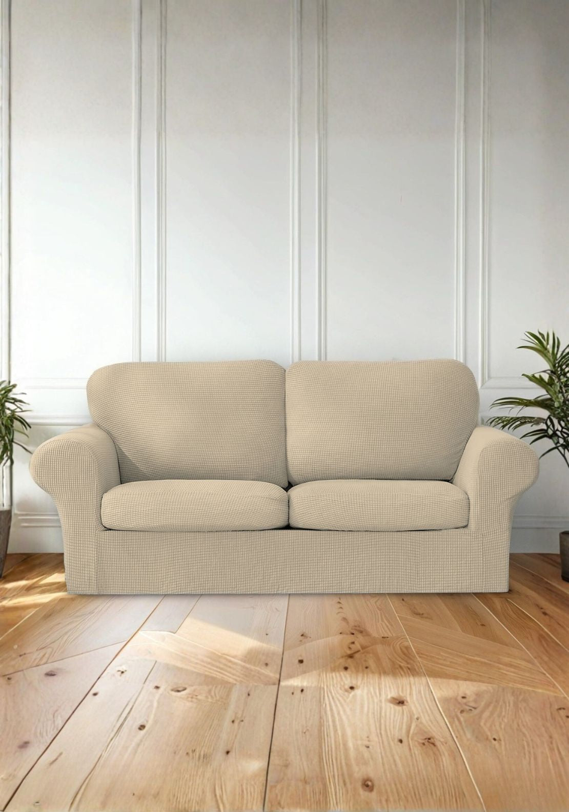 The Home Collection 2 Seater Delby Sofa Cover Set - Beige 1 Shaws Department Stores