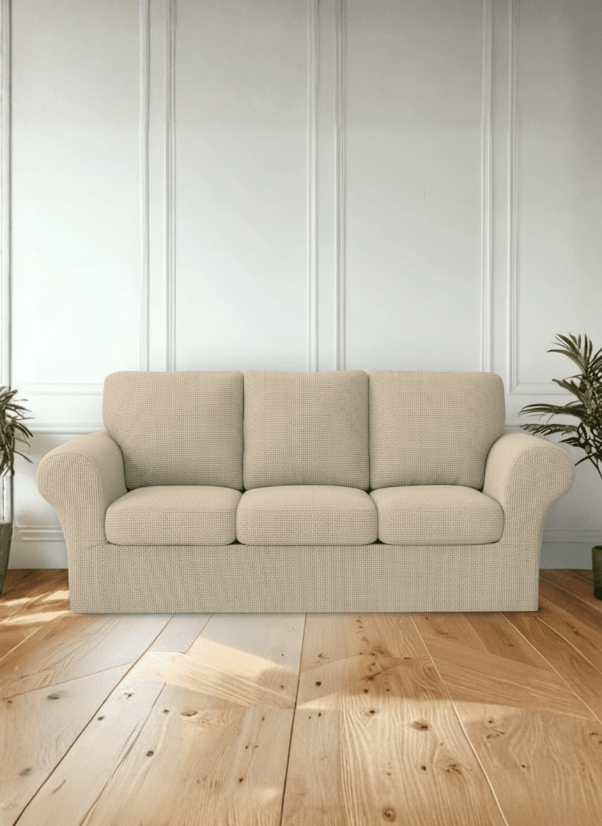 The Home Collection 3 Seater Delby Sofa Cover Set - Beige 1 Shaws Department Stores