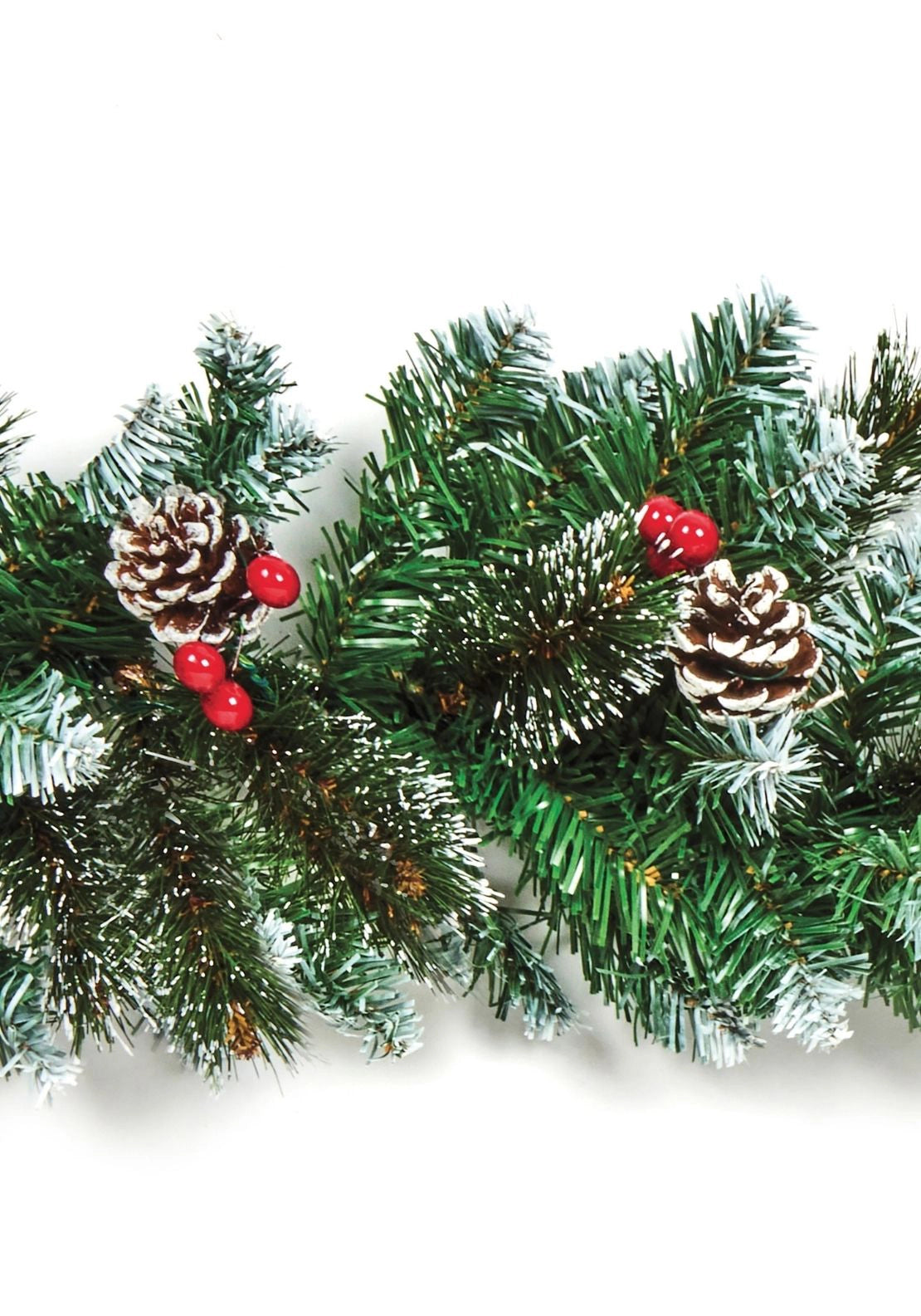 The Home Christmas Snow Tipped Christmas Garland With Cones &amp; Berries - White 3 Shaws Department Stores