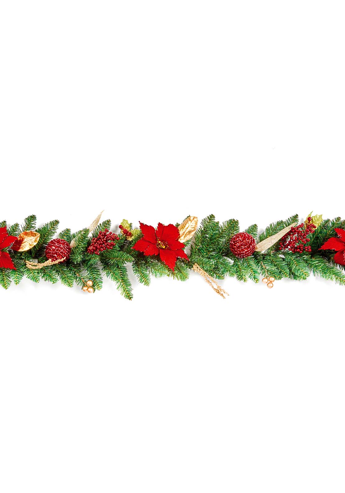 The Home Christmas Poinsettia Glitter Garland 1 Shaws Department Stores
