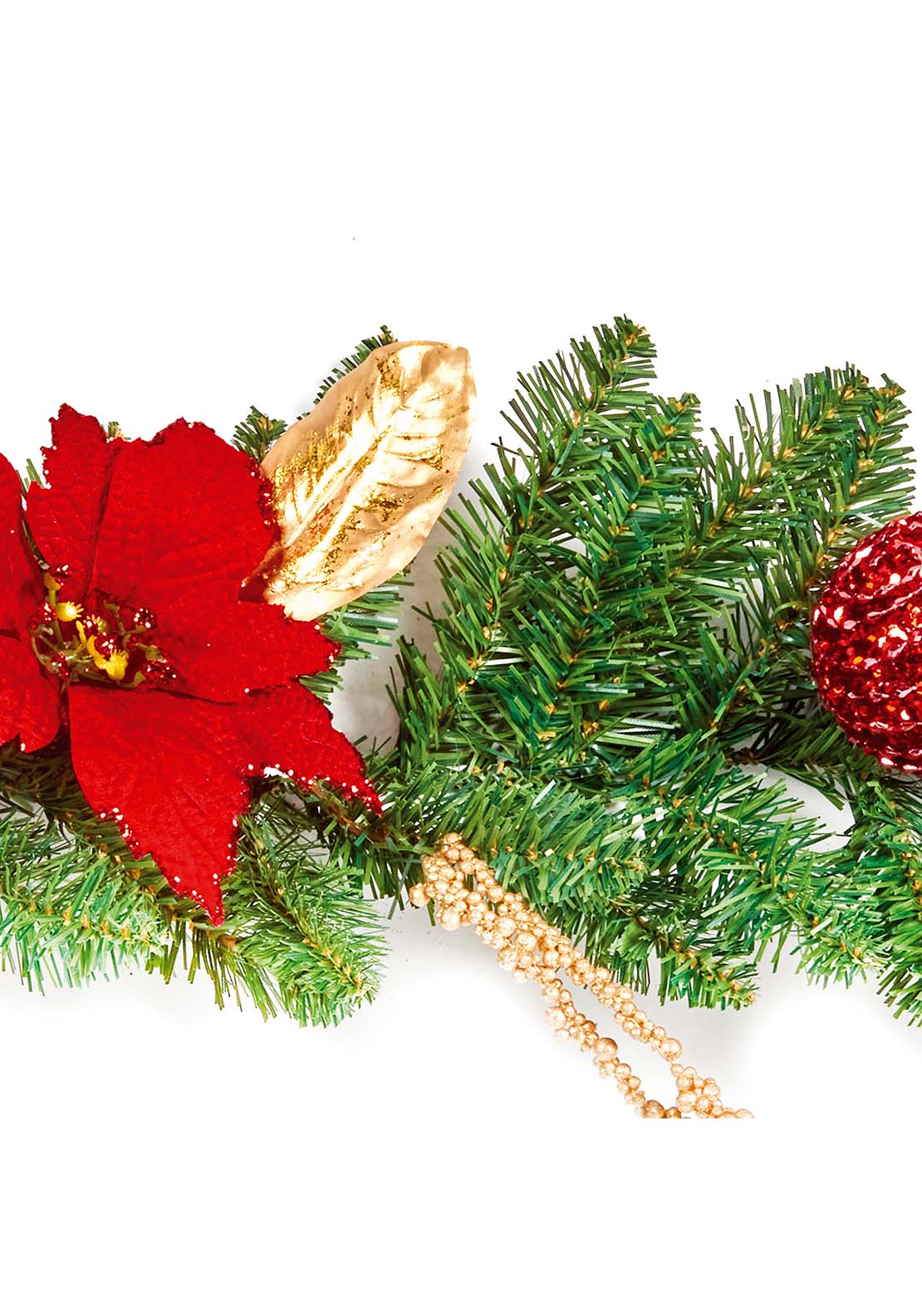 The Home Christmas Poinsettia Glitter Garland 2 Shaws Department Stores
